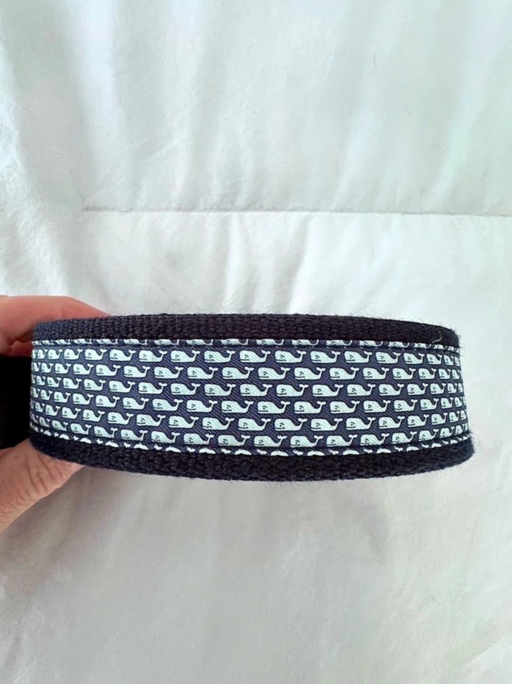 Boys Vineyard Vines Whale Canvas Club Belt Black & Blue Waist 30